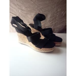 Madden Girl Women's Shoes Cork Strap Spandex Pre Owned Size 9.5 Black